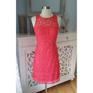 J. Crew Coral Lace Mid Length Dress w/ Key Hole 0